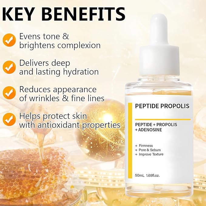 Hydration & Wrinkle Renewal Serum, Peptide Propolis Complex, Anti Aging Facial Serum, Deep Moisturizing & Skin Renewal, Suitable for All Skin Types