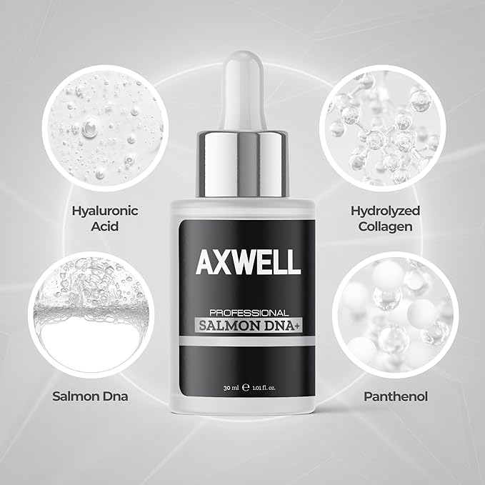 AXWELL Professional Anti Aging Serum for Face with Salmon DNA+, Skin Care Booster, Youthful Skin Repair Serum, Plumps Softens and Brighten Skin for Women & Men for All Skin Type (1.01 fl. oz, 30ml)