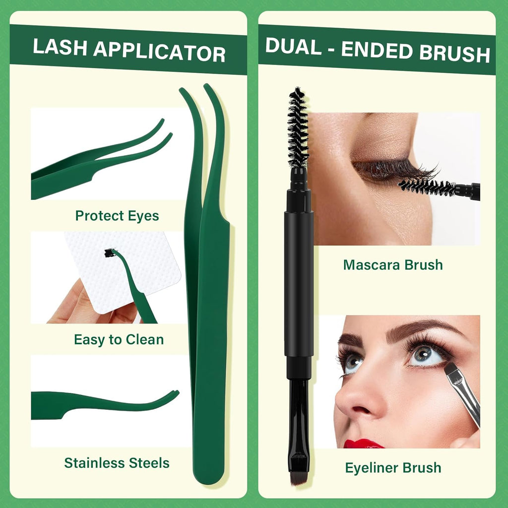 DIY Lash Extension Kit KEYYOU 144pcs Lash Clusters Eyelash Extension Kit with Mascara Brush Bond and Seal Lash Glue Remover Lash Applicators Lash Brush for DIY Lash Extensions (Y08 Kit)