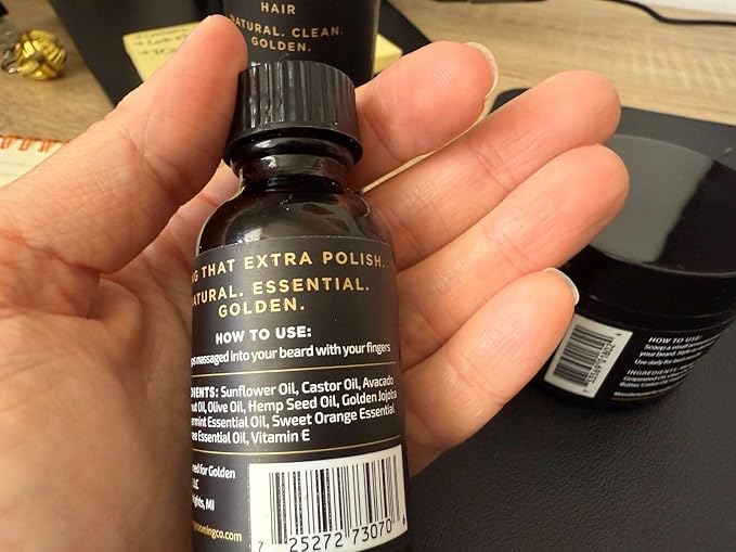 Golden Grooming Co. Ultimate Beard Care Kit for Men | Includes Beard & Hair Shampoo, Beard Balm, Beard Oil, Comb & Brush | Complete Grooming Bundle