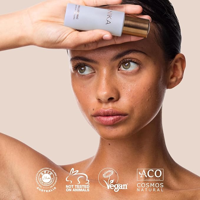 INIKA Hyaluronic Hydration Complex. Deeply hydrates and plumps skin, vegan and natural formula | Sustainable Packaging.