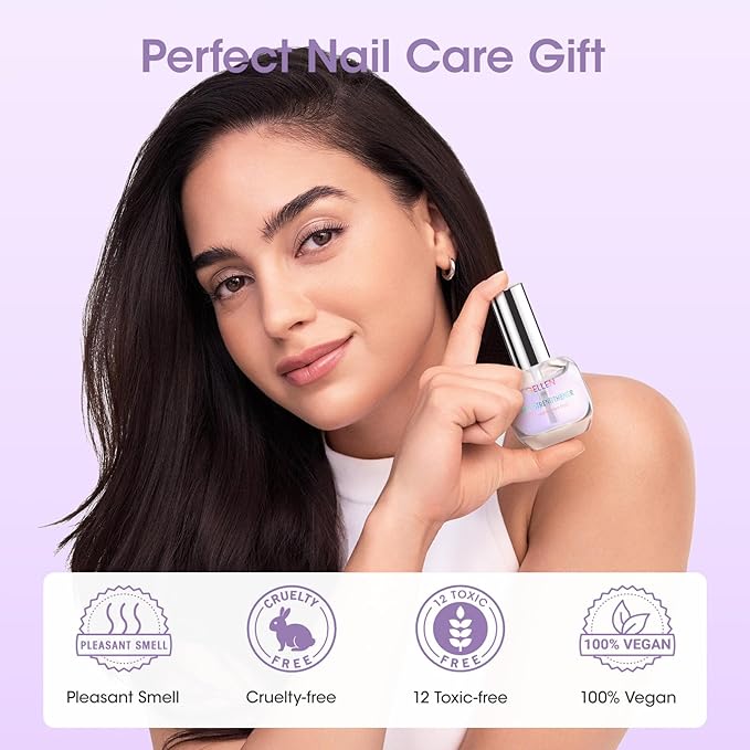 Gellen Nail Strengthener Protein, Strengthen & Repair Thin Weak and Damaged Nails, Calcium & Keratin Nourish Growth Nail Care Treatment | Air Dry Clear Finish 15ml Lavender Scent