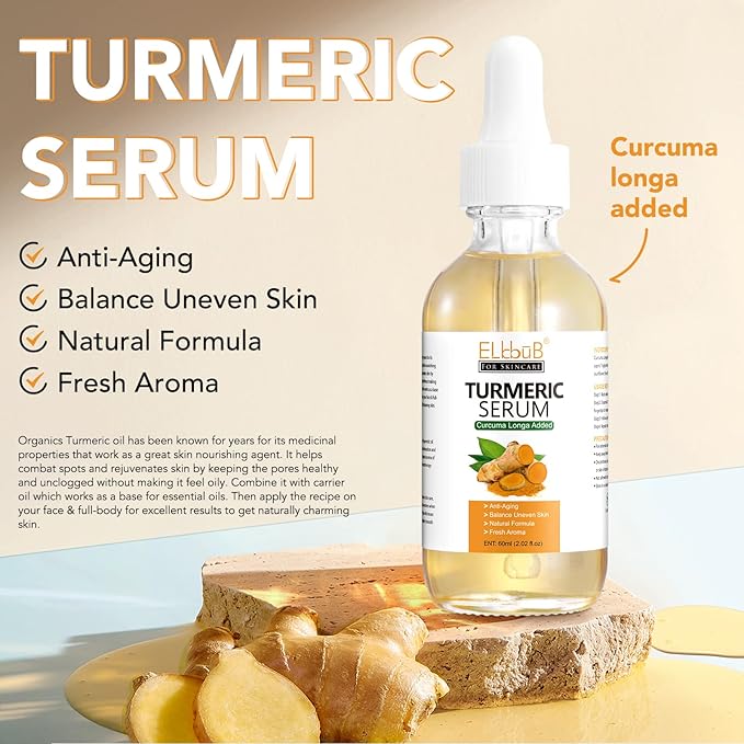 Turmeric Serum for Face Dark Spots, Face Skin Reduces Hyperpigmentation, Age Spots, Sun Spot, Improve Skin Tone 2Pack