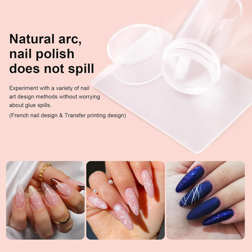 8PCS Nail Art Stamper Clear Silicone Nails Stamping Jelly with Scraper Transparent Visible Body DIY Manicure Nail Art Tool M