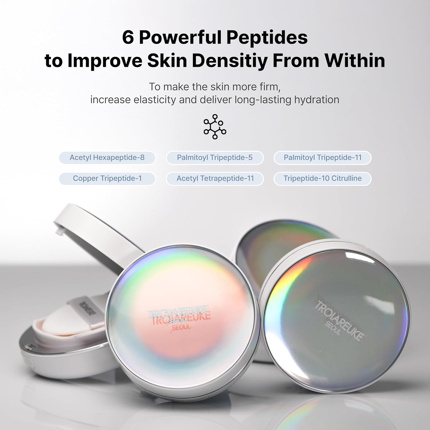 TROIAREUKE Seoul "Bridal" Cushion Foundation(#21, Pink Beige), Korean Cushion Foundation, K-Beauty, Hydrating, Long-lasting, Lightweight, Natural Finish, Anti-Aging, Moisture, Whitening, SPF 50+