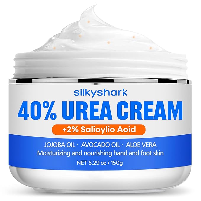 Urea Cream 40% + Salicylic Acid 2%, Urea Foot Cream with Jojoba Oil, Avocado Oil, and Aloe Vera for Foot Dry Cracked Heels, Knees, Elbows, Hands Repair Treatment, Deep Moisturizes Skin