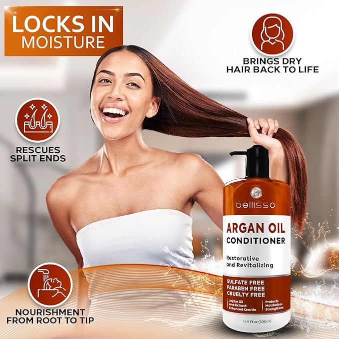 BELLISSO Argan Oil Conditioner and Moroccan Argan Oil Mask