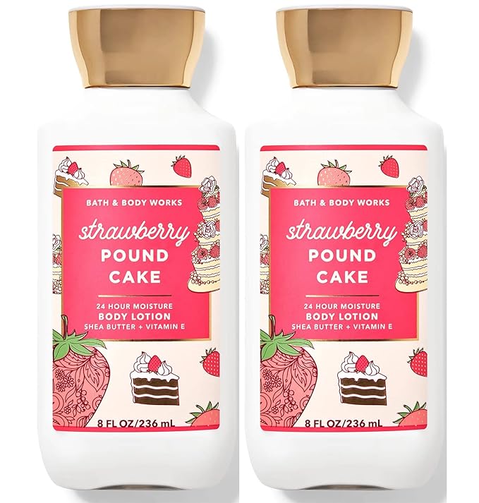 Bath & Body Works Bath and Body Works Super Smooth Body Lotion Sets Gift For Women 8 Oz -2 Pack (Strawberry Pound Cake)