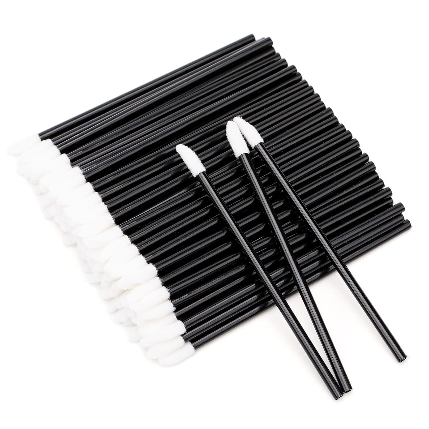 G2PLUS 100PCS Lip Gloss Applicators, Disposable Lip Brushes Lip Gloss Applicators Lipstick Gloss Wands Applicator Perfect Makeup Tool Kits (Nylon Black)
