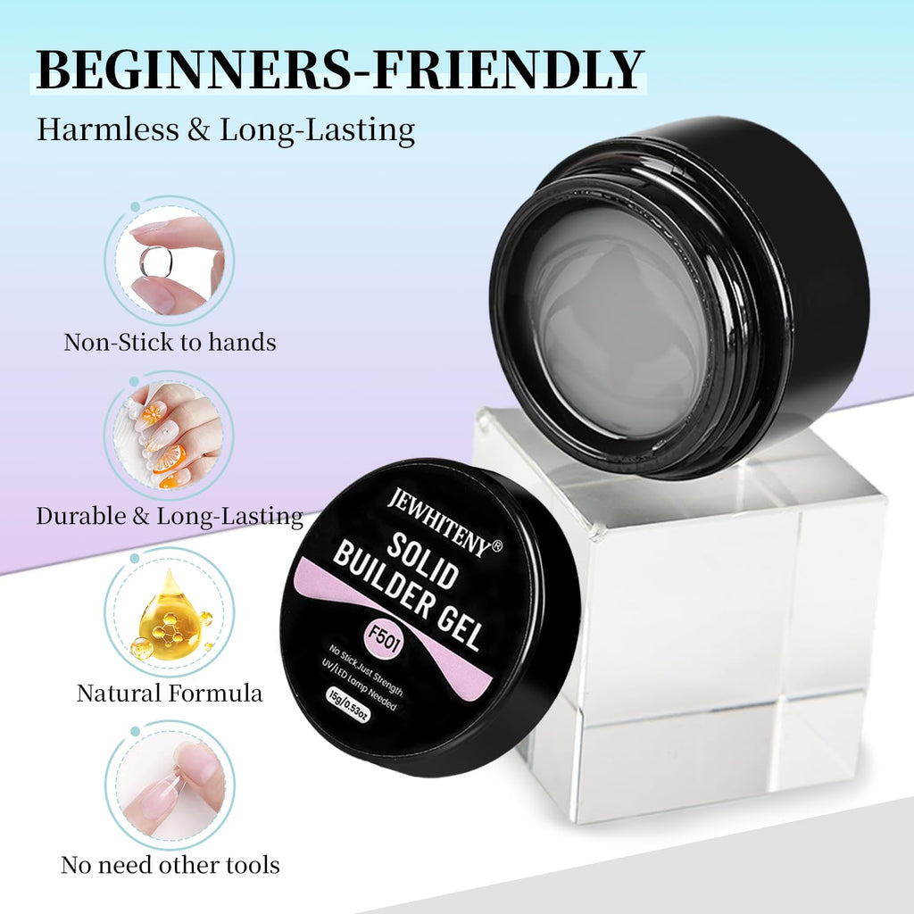 JEWHITENY 12 Colors Non-Sticky Solid Builder Gel Set:Sculpting Gel for 3D Nail Art, Extension & Nails Carving Salon-Quality Builder Nail Gels