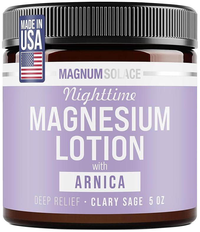 Nighttime Magnesium Lotion with Arnica – Soothing Relief & Relaxation, Highly Concentrated Magnesium for Muscles & Joints – Apply to Legs or Feet Before Bed – Skin-Friendly