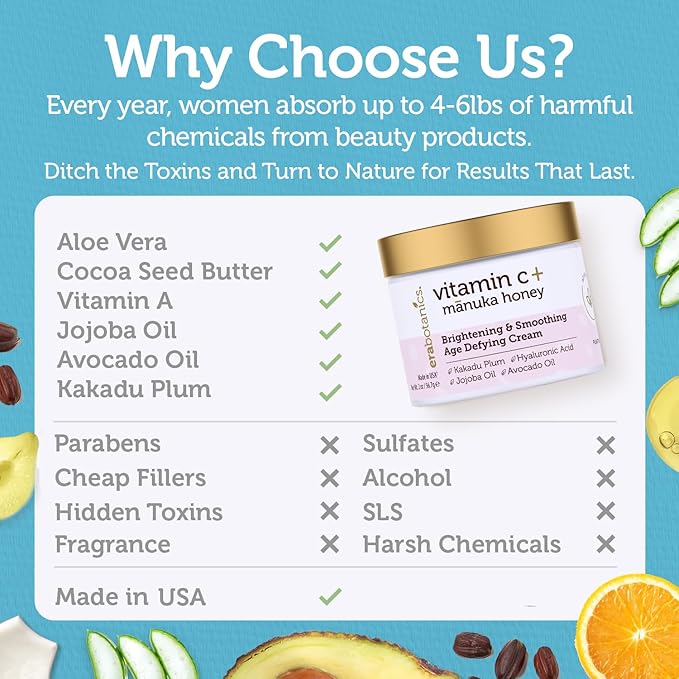 Era Organics Advanced Vitamin C Face Cream - Brightening and Nourishing with Jojoba Oil, Kakadu Plum for Fine Lines, Wrinkles