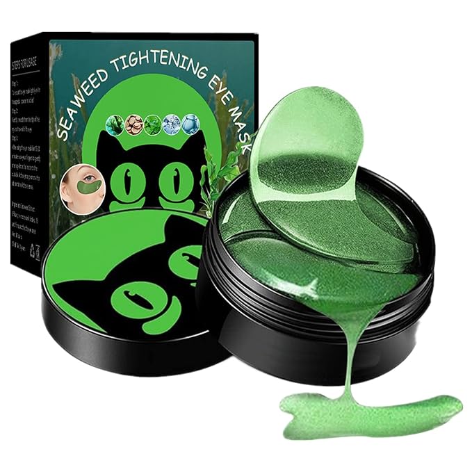 Seaweed Eye Mask, Under Eye Patches with Collagen and Hyaluronic Acid, Seaweed Tightening Eye Mask, Hydrating Green Eye Gel Pads for Puffy Eyes, Wrinkles, Dark Circles and Bags Under Eyes - 30 Pairs