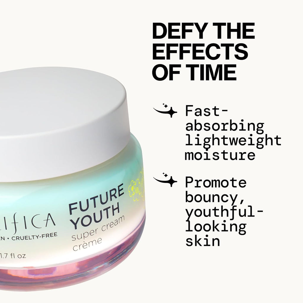 Pacifica Future Youth Super Cream – Daily Anti-Aging Moisturizer for All Skin Types, Lightweight Hydration with Advanced Peptides & Antioxidants, Improves Firmness & Elasticity, Vegan & Clean Beauty