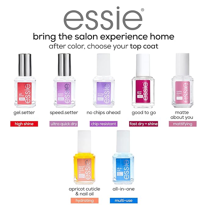 essie Nail Care, 8-Free Vegan, Good To Go Top Coat, fast dry and shine nail polish, 0.46 fl oz