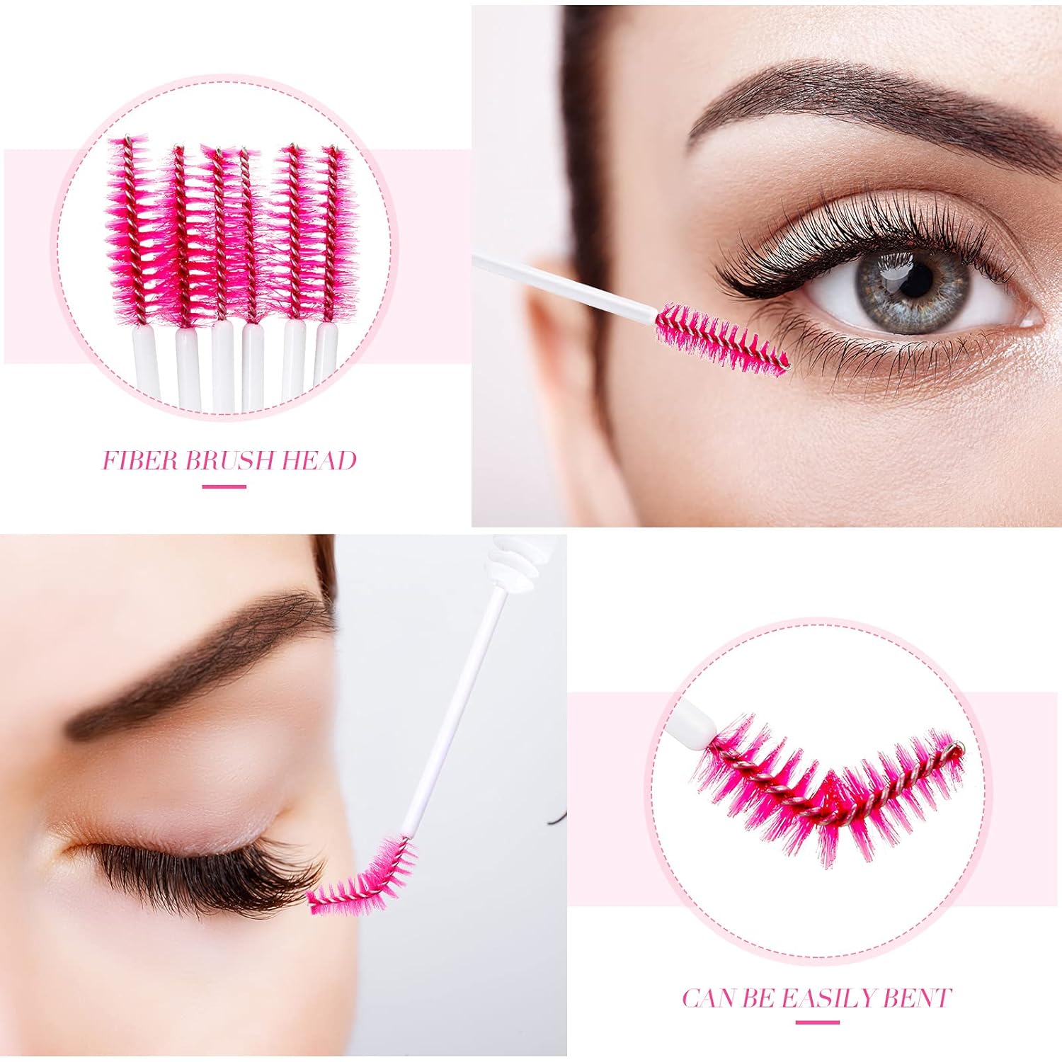 80 Pieces Disposable Mascara Brushes Tubes Set, 40 Pieces Empty Mascara Wand Tube with 40 Pieces Eyelash Brush Makeup Tool for Eyelash Extension(Pink Snowflake Style)