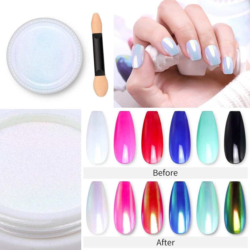 Artdone Chrome Nail Powder,Unicorn Mermaid Aurora Nail Powder,Iridescent Chameleon Effect Nail Color Metallic Mirror Chrome Powder Kit for Nail Art Gel Polish kit…