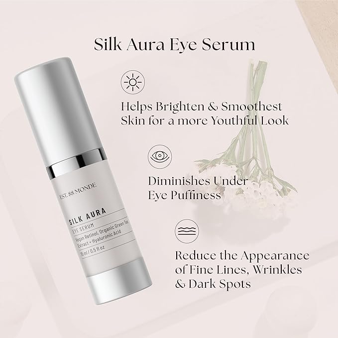 EST. 88 Monde Under Eye Serum – Vegan Retinol & Hyaluronic Acid, Treats Dark Circles, Eye Bags, Puffiness, Fine Lines & Wrinkles – 0.5 Fl Oz