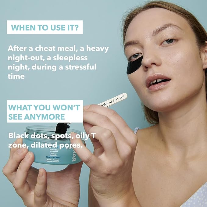 Carbone Glacé - Purifying Carbon Black Under Eye Patches - Cleanses & Tightens - With Hamamelis & Mallow - Purifying, Firming & Revitalizing - Multi-Active Serum Formula - 30 Pairs