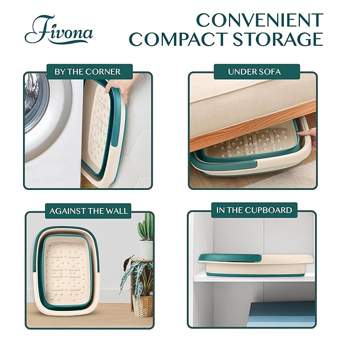 Fivona Collapsible Foot Bath Basin - Pedicure Foot Soaking Tub for Tired Feet, Cracked Heels, Soothe Soreness, Soften Calluses