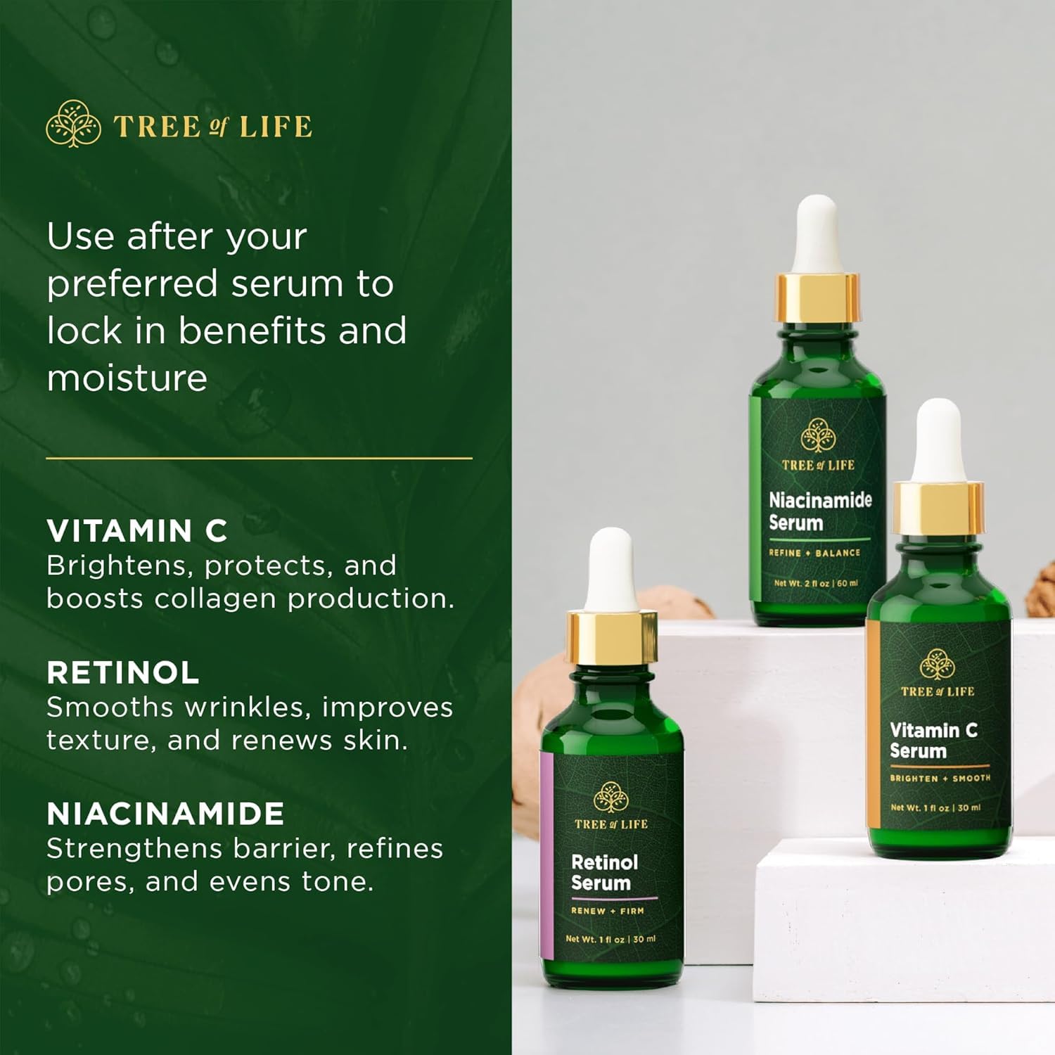 Tree of Life Beauty Ceramide Serum Complex - Skin Barrier Serum with Hemp Seed Oil - Nourishing Barrier Serum with Hyaluronic Acid, Niacinamide and Colloidal Oatmeal - Hydrating Serum for Face 1 Fl Oz