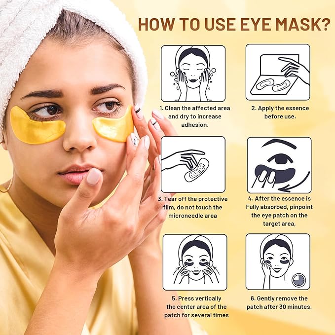 POSTA 24K Gold Eye Mask, 20 Pairs Eye Treatment Mask With Collagen, Under Eye Mask Treatment for Puffy Eyes, Dark Circles Corrector, Used for Eye Bags, Anti Aging Patches Luxury Gift for Women and Men