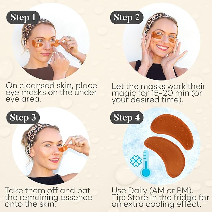 Vitamin C Under Eye Patches (30 Pairs), Under Eye Mask for Puffy Eyes, Appearance of Dark Circles, Smoothing & Hydration, Self Care & Skincare Gifts for Women, Patch Yeux