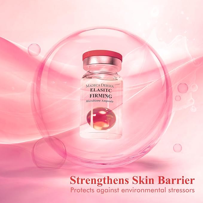 MADECA DERMA Elastic Firming Microbiome Ampoule – Hydrating Korean Skincare with Hyaluronic Acid, Collagen & Peptides for Firmness, Elasticity, Fine Line Reduction & Rejuvenation (0.23 fl oz x 5)