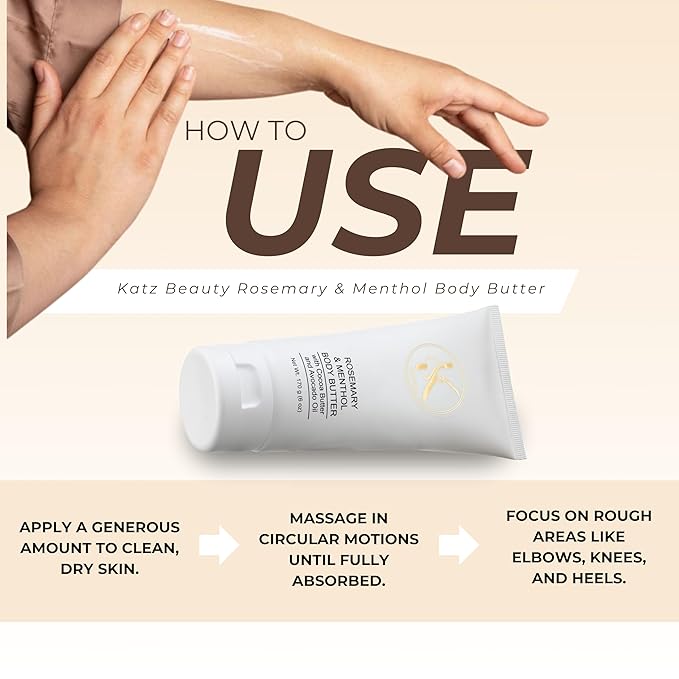 Katz Beauty Shea Butter Body Butter - Rosemary & Menthol, Long-lasting Hydration, Body Butter.