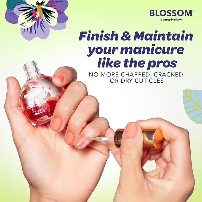 Blossom Cuticle Oil for Nails, Hydrating, Moisturizing, Gourmand Scented Nail Oil Cuticle Care, Infused with Real Flowers, Made in USA, 0.5 fl. oz, Matcha
