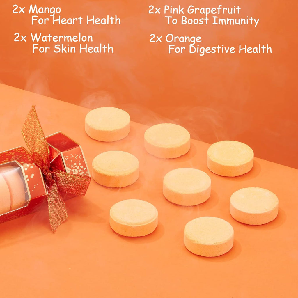 Shower Steamers Gifts for Women & Men - Orange, Watermelon, Mango, Pink Grapefruit Essential Oils Scented Aromatherapy Bath Bombs, Nasal Congestion Relief Shower Tablets, Birthday Gifts