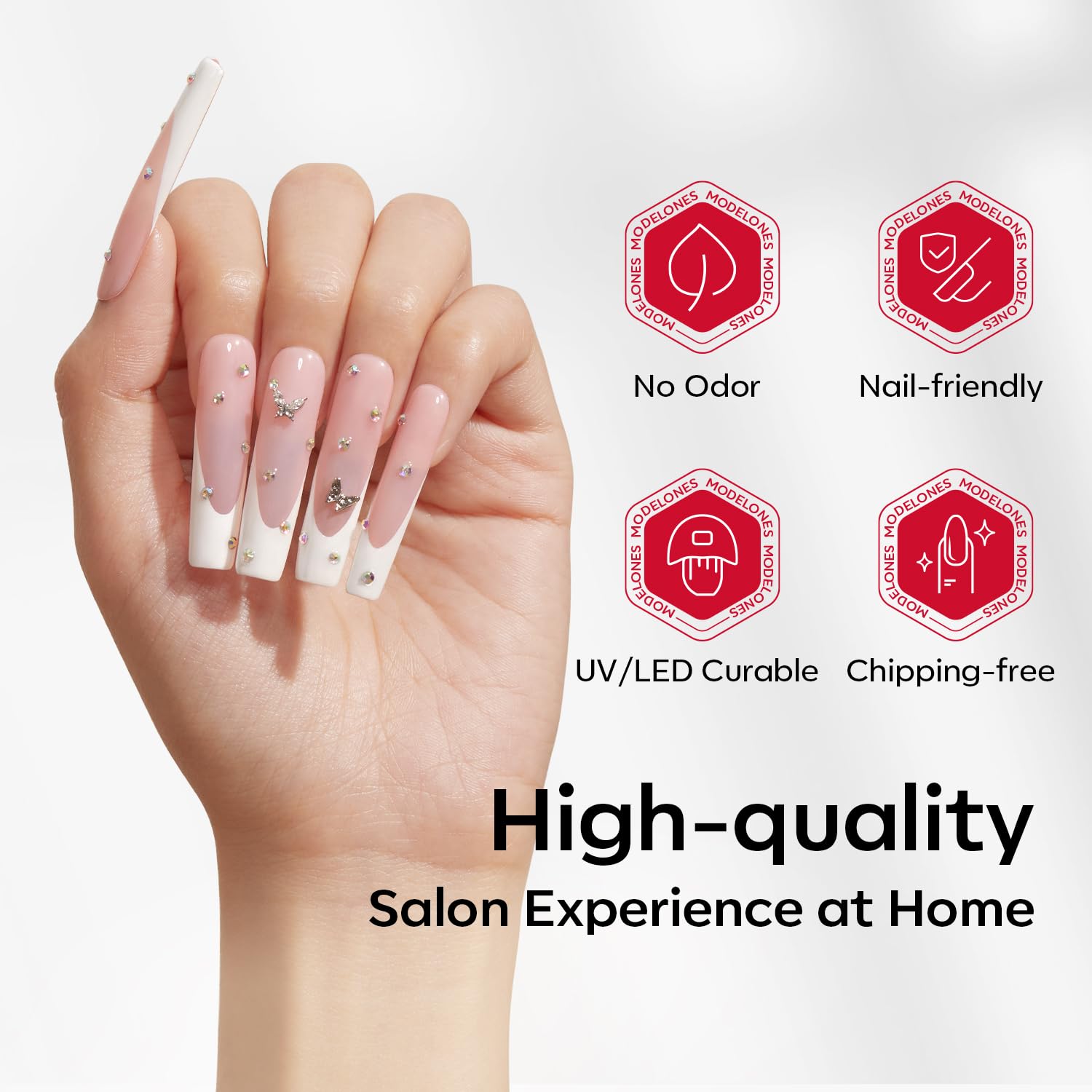 modelones Long Square Nail Tips, 2XXL Straight No C Curve Half Cover Soft Gel Tips Pre-shaped Acrylic Fake Nails False Clear Press on Extension Gel Kit Manicure DIY at Home 216PCS 12Sizes