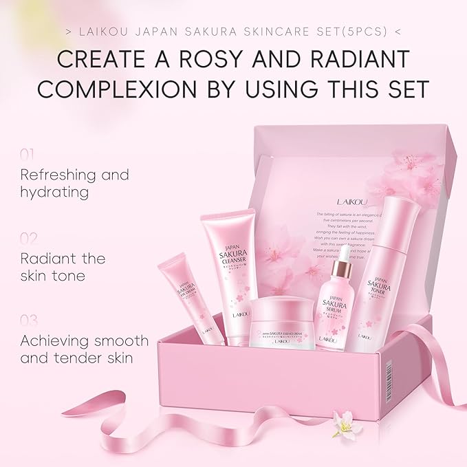 Skin Care Set, Skincare Gift Set, Skin Care Routine Kit for Women, Teen Face Care Kit Girls with Cleanser, Toner, Eye Cream, Serum, Essence Cream Mother's Day Christmas Birthday Daughter Wife