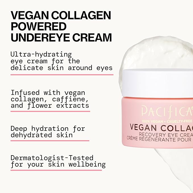 Pacifica Beauty, Vegan Collagen Overnight Recovery Eye & Face Cream, Hyaluronic Acid, Caffeine, Vitamin C & E, Hydrating & Moisturizing Skin Care for Aging and Dry Skin, 15ml - 0.5 fl oz