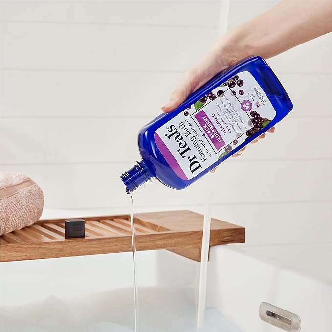 Dr Teal's Foaming Bath with Pure Epsom Salt, Black Elderberry with Vitamin D, 34 fl oz (Pack of 4)