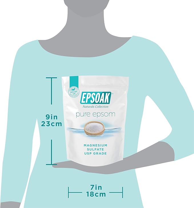 Epsoak Epsom Salt 2 lb. Magnesium Sulfate USP. (Qty. 1 x 2lb. Bags) Resealable Epsom Salt Bulk Bags Unscented, Made in The USA, Cruelty-Free Certified