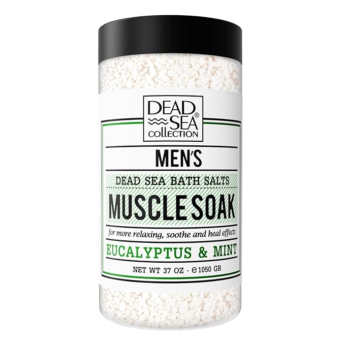Dead Sea Collection Bath Salts for Men with Eucalyptus & Mint Oils - Muscle Recovery Bath Soak – Mens Pure Dead Sea Salt for Soothing and Relaxing - 37 Oz