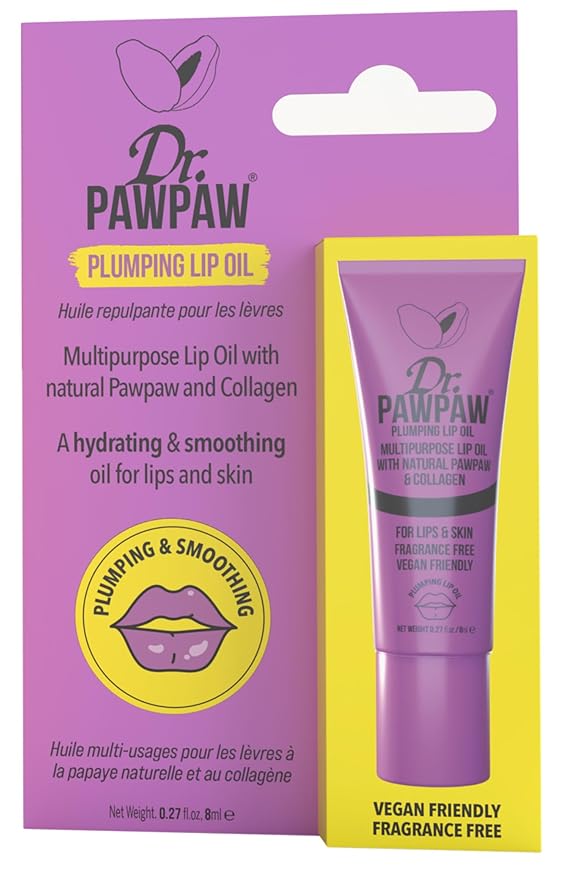 Dr. PawPaw Multipurpose Plumping Lip Oil - Intensely Nourishing Hydrating Lip Oil - for Women with Aloe Vera, Olive and Castor Oil - 0.27 oz