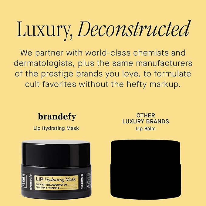 Brandefy Lip Hydrating Mask - Shea Butter and Coconut Oil, Glycerin, Vitamin E - Hydrating, Overnight Lip Mask for Dry Lips, Made in the USA (0.45 Oz)