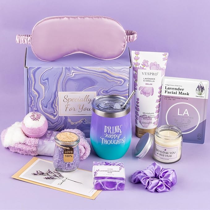 Birthday & Get Well Soon Care Packages & Gift Baskets for Her - Bath Relaxing Spa Set - Self Care Gifts for Women Who Have Everything