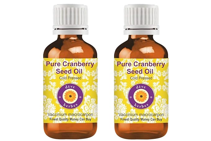 Deve Herbes Pure Cranberry Seed Oil (Vaccinium macrocarpon) Cold Pressed (Pack of Two) 100ml X 2 (6.76 oz)