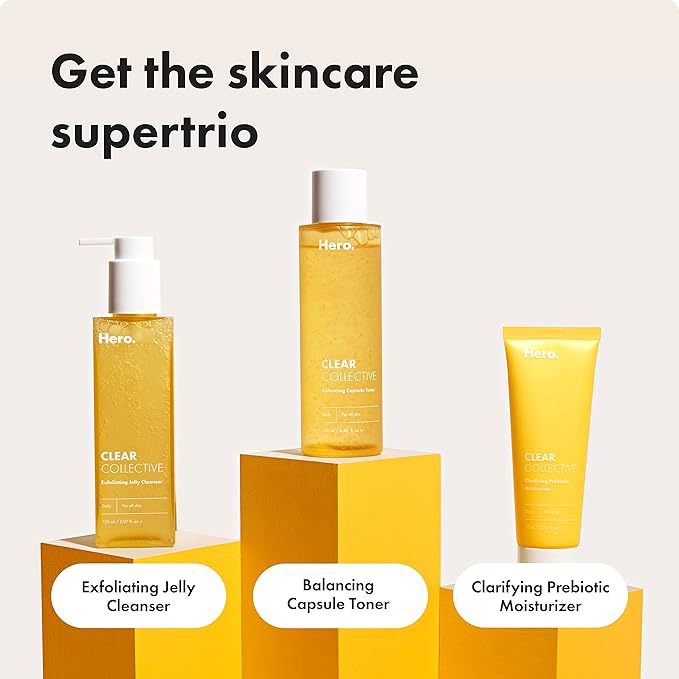 Hero Cosmetics Clear Collective Exfoliating Jelly Cleanser - Gentle Daily Foam Facial Cleanser, Removes Oil and Dead Skin, Fragrance and Paraben Free (5.07 fl oz)