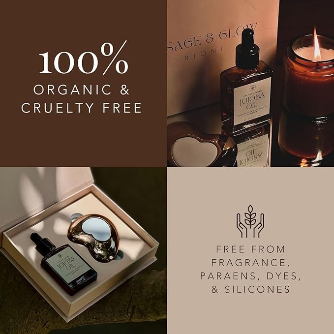 Gua Sha Facial Tools and Gua Sha Oil Skincare Gift Set - Gua Sha Set Consists of 100% Pure Jojoba Oil with Bakuchiol Serum and Vitamin E (30ml), and Stainless Steel Cryo Guasha Tool for Face by TRIONI