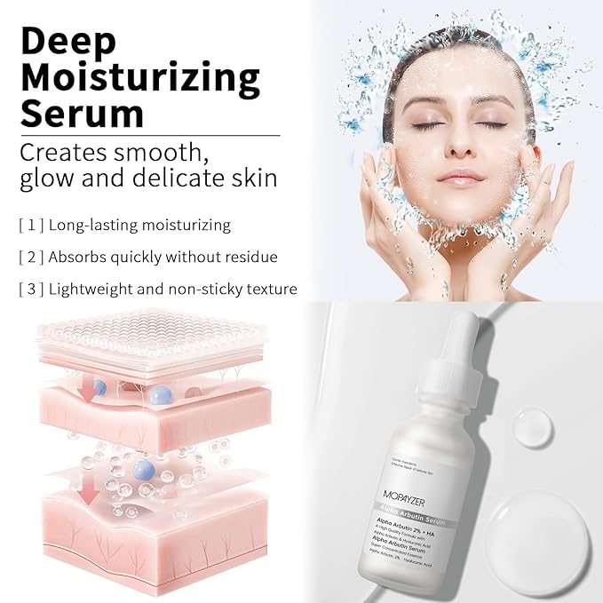 Alpha Arbutin 2% + HA Serum for Anti Aging & Wrinkles, 2 PCS Moisturizing Alpha Arbutin Serum 2%, Hyaluronic Acid, Niacinamide for Acne & Spots, Hyaluronic Acid Essence for Face.