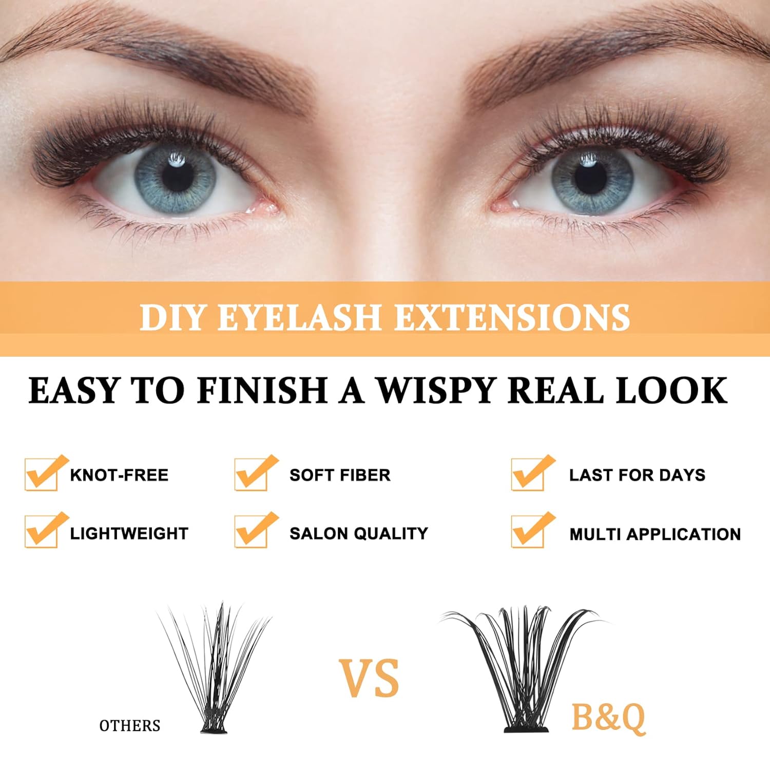 B&Qaugen Lash Clusters Individual Lashes 280 Clusters False Eyelash 30D 40D 50D Lash Clusters Extensions Individual Lashes Cluster DIY Eyelash Extensions at Home (50D-C,9-16MIX)