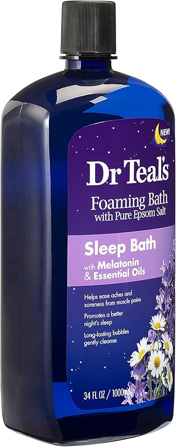 Dr Teal's Foaming Bath Variety Gift Set (2 Pack, 34oz Ea.) - Relax & Relief Eucalyptus & Spearmint, Melatonin Sleep Bath - Essential Oils Blended with Pure Epsom Salt Eases Aches & Aids in Sleep