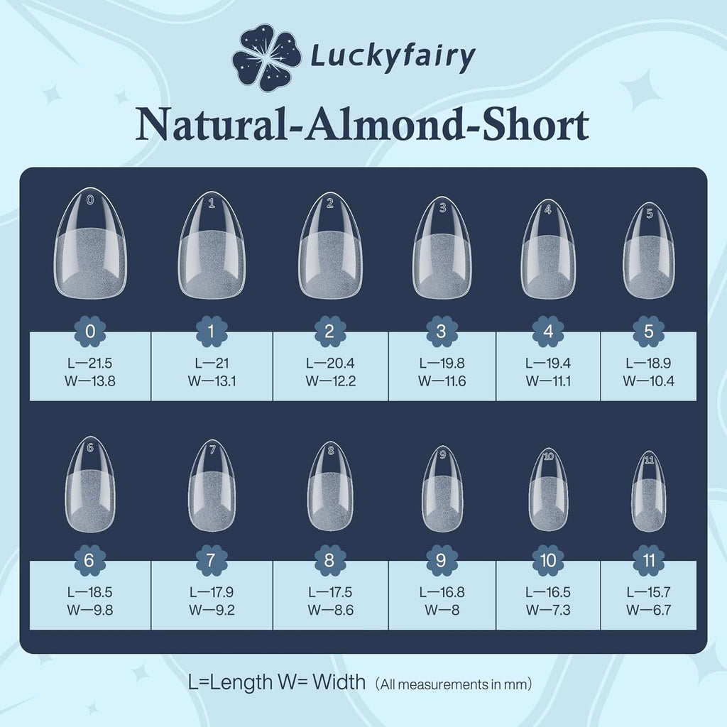 Short Almond Nail Tips, 240pcs Soft Nail Gel Tips Pre-Shaped Acrylic Fake Nails, Half Matte Full Cover Clear Gelly Press on Flase Nail Tips for Extension Nail Manicure Home DIY 12 Sizes Gelly Tips