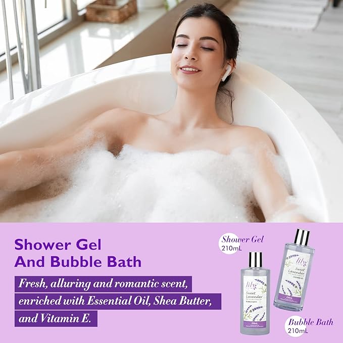 Mothers Day Gift for Mom - Relaxing 18-Piece Bath and Body Basket for Women Lavender Spa Gift Basket Set Bath Collection with Bath Bomb | Christmas, Birthday, Perfect Spa Present for Her All Occasions