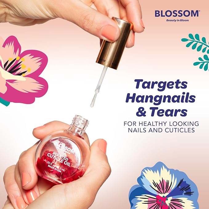 Blossom Cuticle Oil for Nails, Hydrating, Moisturizing, Gourmand Scented Nail Oil Cuticle Care, Infused with Real Flowers, Made in USA, 0.5 fl. oz, Chocolate Truffle