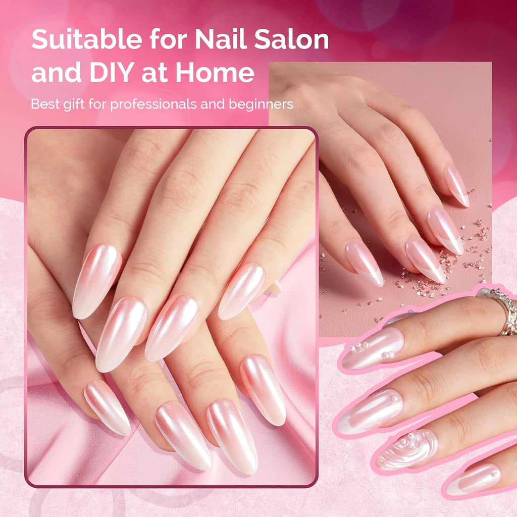 MelodySusie White Chrome Nail Powder for Gel Nails,Pearl Powder Mirror Effect Pigment Pearlescent Mermaid Pigment Pearl Glitter for Home DIY Salon Use Visit The MelodySusie Store